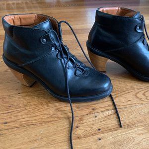 Camper Black Leather Valley Lace Up Ankle Boots